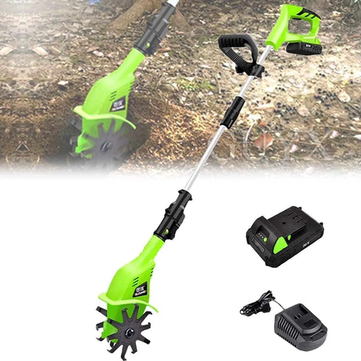 Tuinfrees - Handfrees Bodemwoeler - Bodem Bewerken - Draadloos Lichtgewicht - 40 Min Looptijd - Zwart