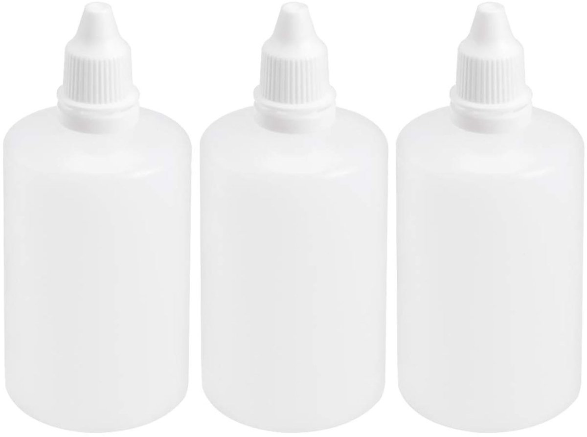 Dailygoods- Druppelflesjes 100ml - 3-Pack - Oogdruppelaar met Schroefdop - Kinderbeschermk