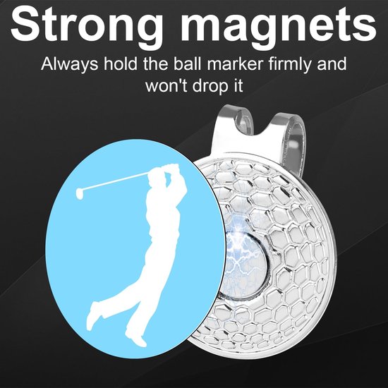 Allecto - Golfbalmarkeringshoedclips - Magnetische Balmarkering - Sterk en Betrouwbaar - Zilver - Golfaccessoires voor Petten en Handschoenen - 6 S... van Allecto — afbeelding 4