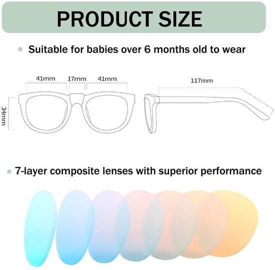 Zonnebril Baby - Gepolariseerd - UV400-filter - Schokbestendig - Flexibel - Lichtgewicht - Inclusief etui en elastiek - Kinderen Zonnebril — afbeelding 4