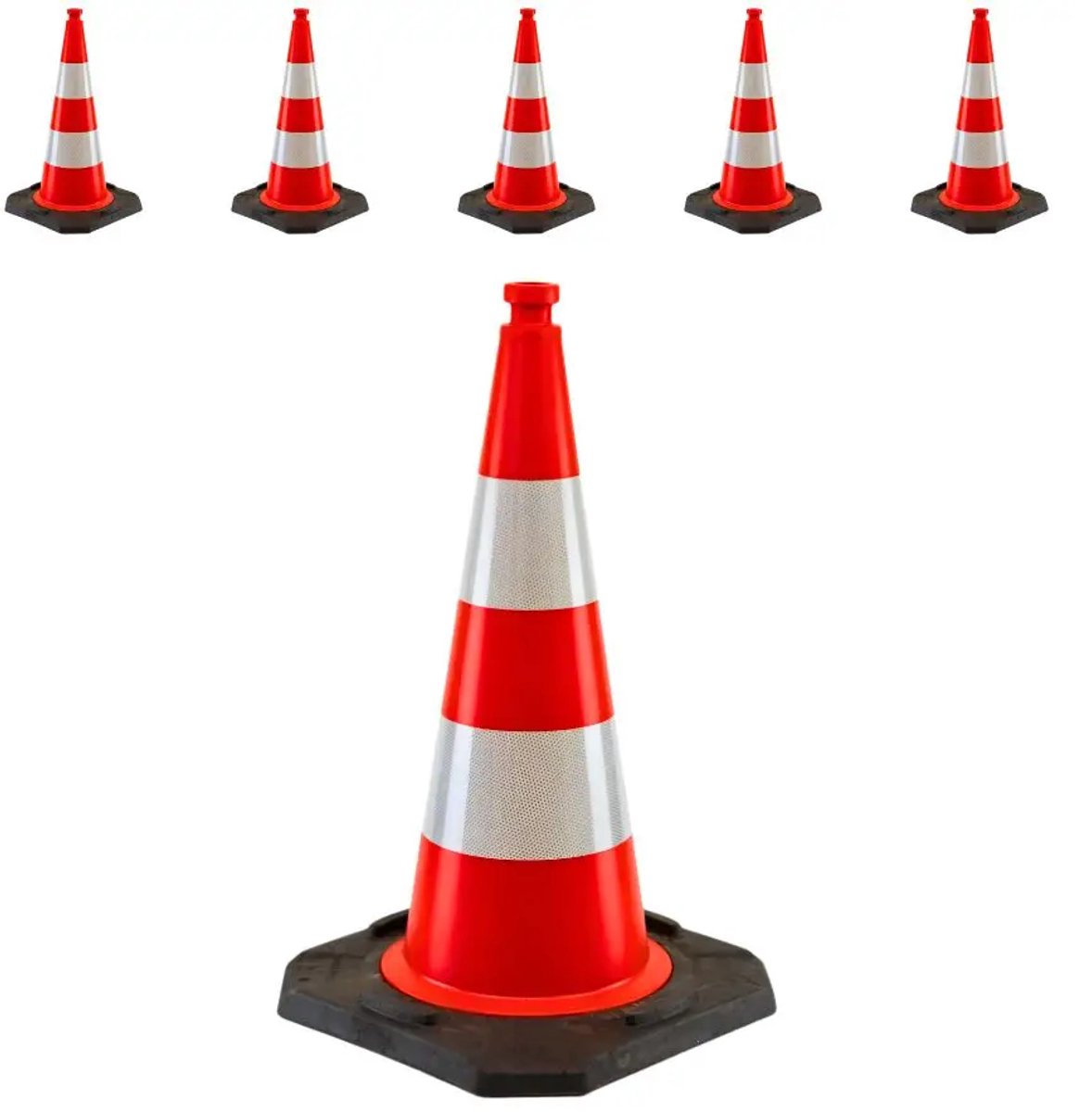 Ri-Traffic verzwaarde verkeerskegel - reflectieklasse 2 | 75 cm | 5 stuks