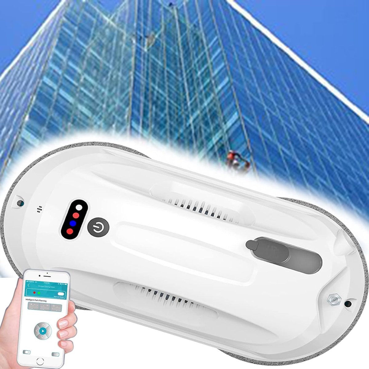 Robot Ramenwasser - Slimme Glazenwasser - Automatisch Ramen Schoonmaken - App en Afstandsbediening - 34 x 20 x 14 cm