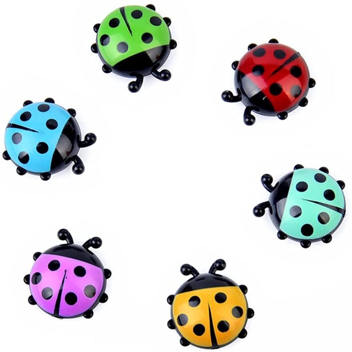 Dailygoods- Koelkastmagneet Lieveheersbeestje - 6 Stuks - Creatieve Magneten - Decoratie - Multifunctioneel - Kunststof 1,5 x 1,7 cm