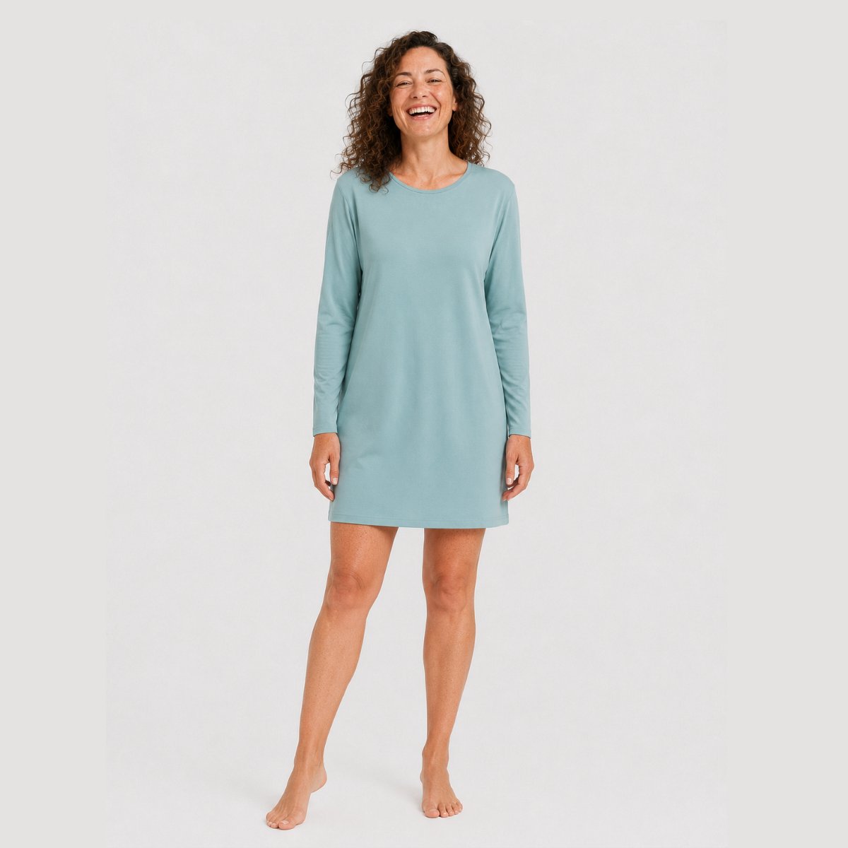 Comfortabel & Zijdezacht Bamboo Basics Nachtjapon lange mouw Nala - Groen - S