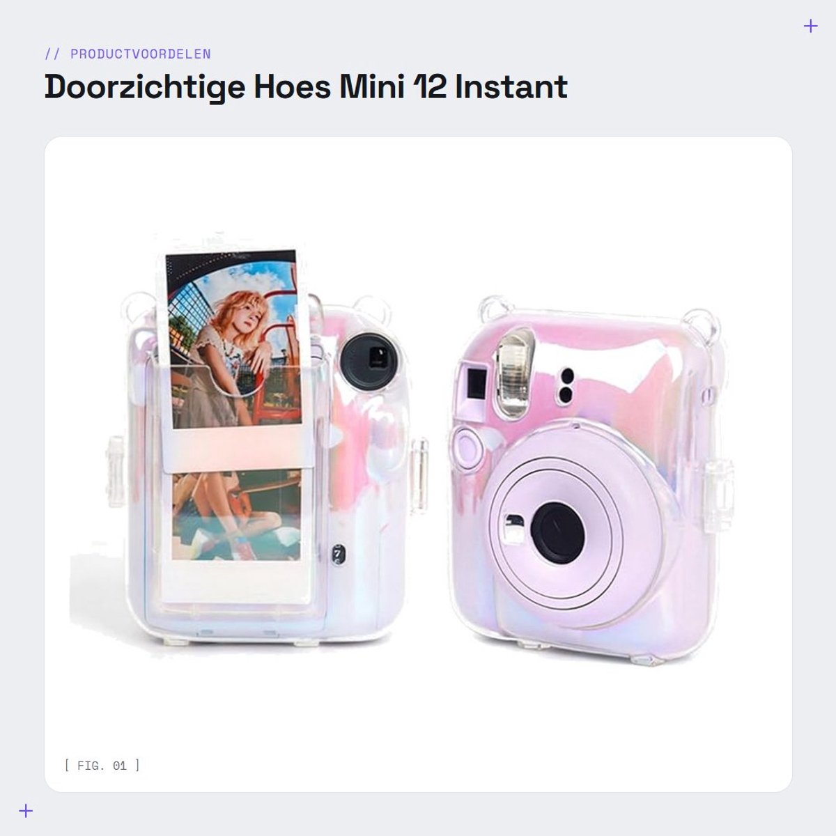 Dailygoods- Hoes voor Mini 12 Instant Camera - Beschermende Harde Hoes - Kleurrijk - Foto-opbergvak - Schouderriem - Schokbestendig - Camerahoes