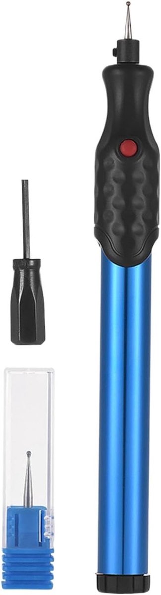 Elektrische graveerpen - Roterend gereedschap - Materialen personaliseren - 21000 tpm motor - Batterij aangedreven - Blauw