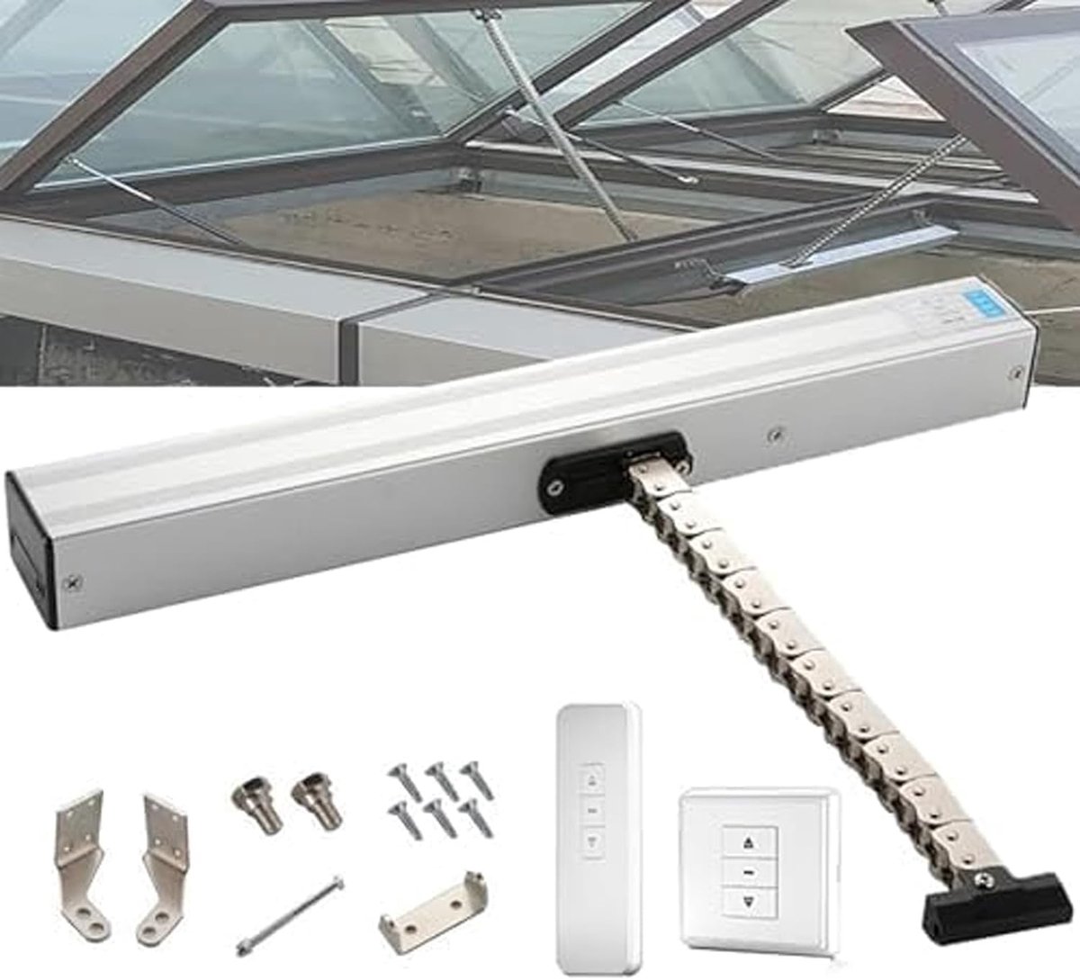 Elektrische Raamopener - Kettingopener - Ventilatie Verbeteren - Afstandsbediening - 30-100cm Slag - Zilver