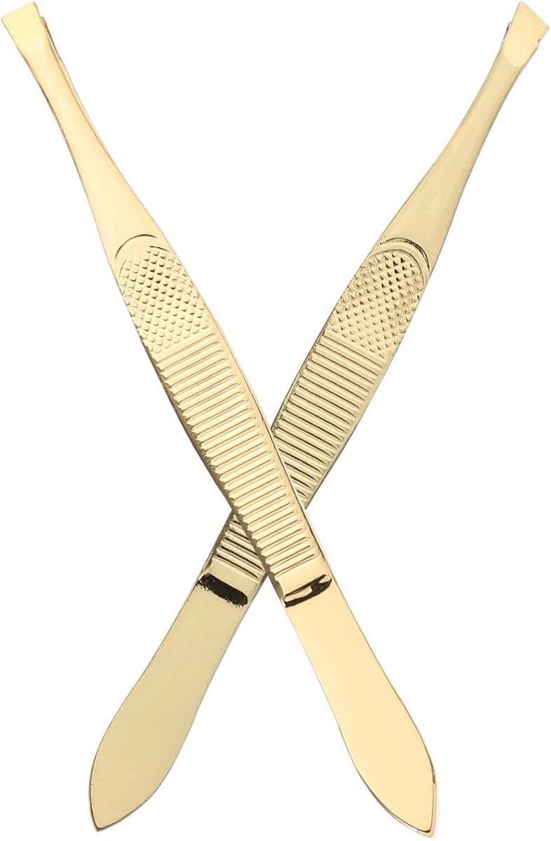 Pincet Set - Gezichtshaar Verwijderaar - Precisie Ontharen - Ergonomisch Ontwerp - 2 Stuks - Zilver