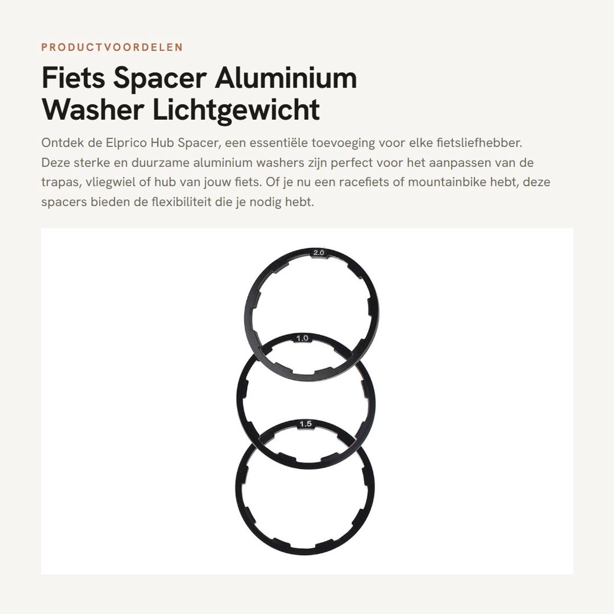 Dailygoods- Spacer Aluminiumlegering 1mm/1,5mm/2mm - Fiets Pakking - Lichtgewicht - Sterk - Eenvoudig te installeren - Voor Racefiets/Mountainbike - Fietspakking