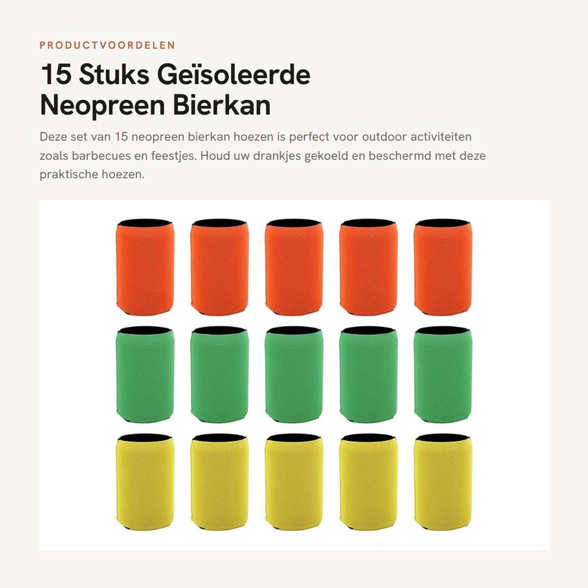 Dailygoods- Bierkan Geïsoleerd - 15 Stk - Neopreen - Waterdicht - Warmtebehoud - Koud Effect - Gemakkelijk Schoon te Maken - Blikhouder
