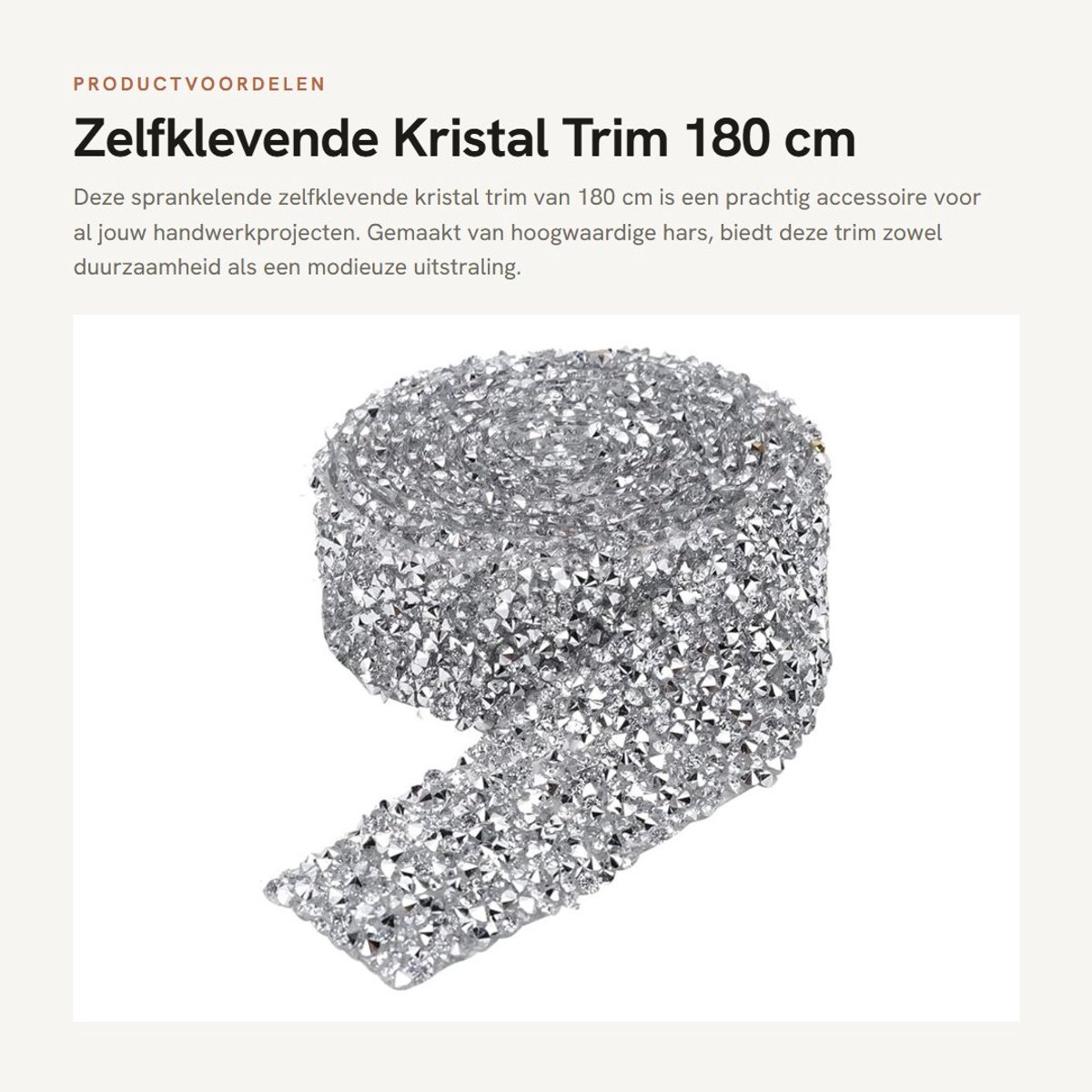 Dailygoods- Decoratieve Band - Sprankelende Zelfklevende Trim - Hars Diamant Materiaal - 180 cm Lengte - 3 cm Breedte - Hoogwaardige Kwaliteit - Strassketting