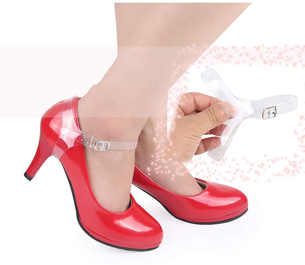 Dailygoods- Schoenriemen Transparant - Antislip Veters - Afneembare Hielriemen - Voor Vrouwen - Zacht TPU - Comfortabel Ontwerp - Schoenveters