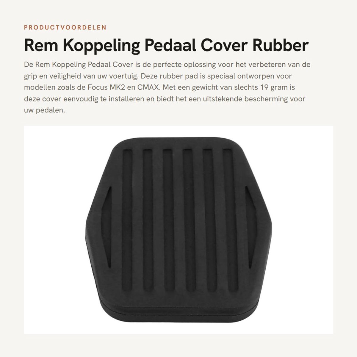 Dailygoods- Pedaalcover Rubber Pad - Remkoppeling - Auto Accessoire - Compatibel met Focus MK2/C-MAX - Schokbestendig - Duurzaam - Pedaalrubber