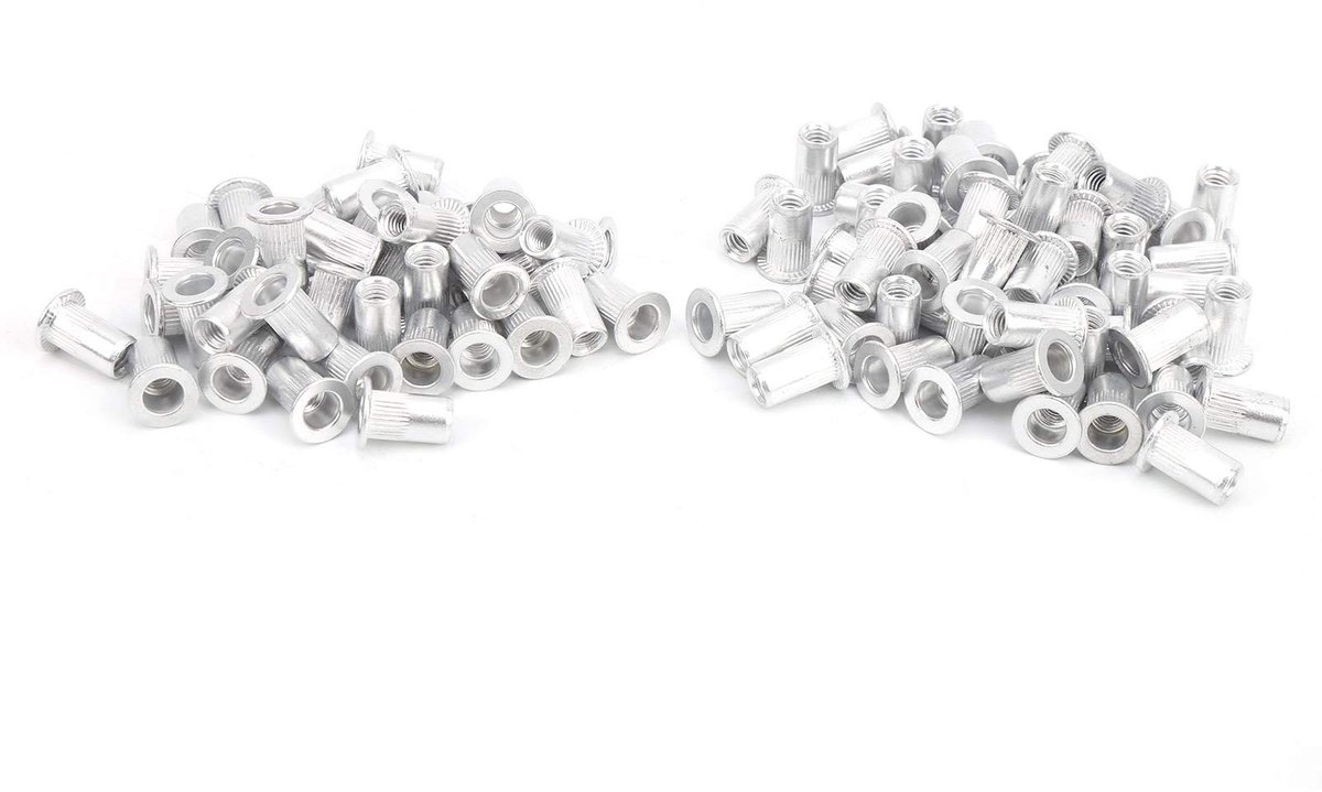 Dailygoods- Trekklinknagelmoeren 100 stuks - Aluminium - Verzinkt - Bevestigingsmateriaal - Geschikt voor metalen platen/pijpen - Geclassificeerd in plastic doos - Klinknagels