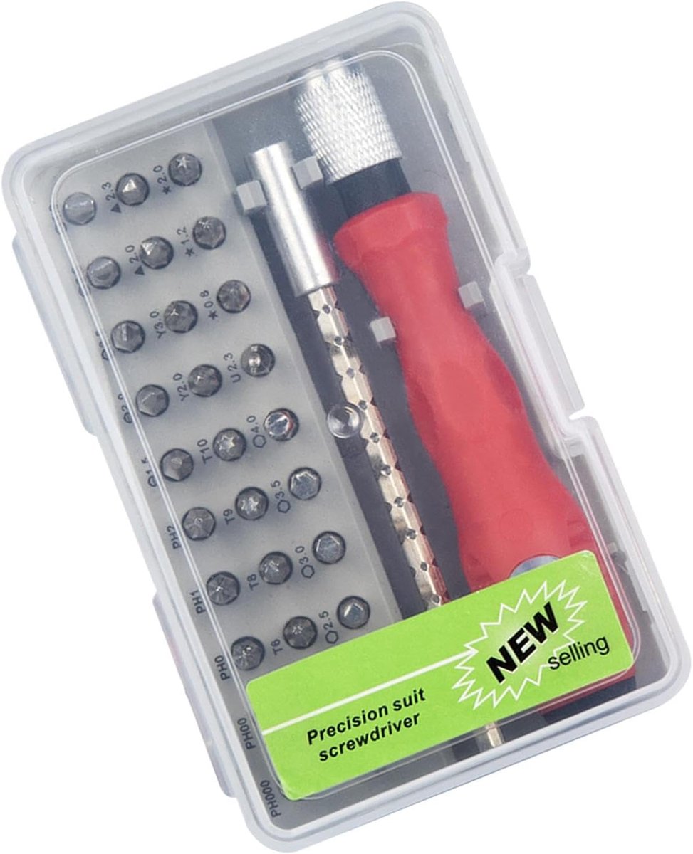 Precisie Schroevendraaierset - Gereedschapskit - Elektronica Reparatie - Ergonomische Handgreep - 32 Delig - Zwart