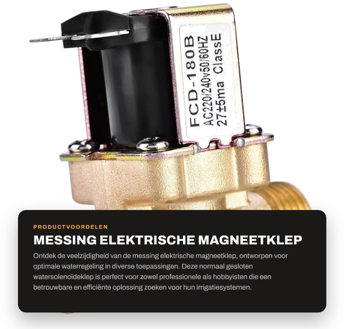 Dailygoods - Messing elektrische magneetklep - Watersolenoïdeklep - Betrouwbaar en slijtvast - 1/2 inch - Voor waterregeling - Ideaal voor irrigatie e...