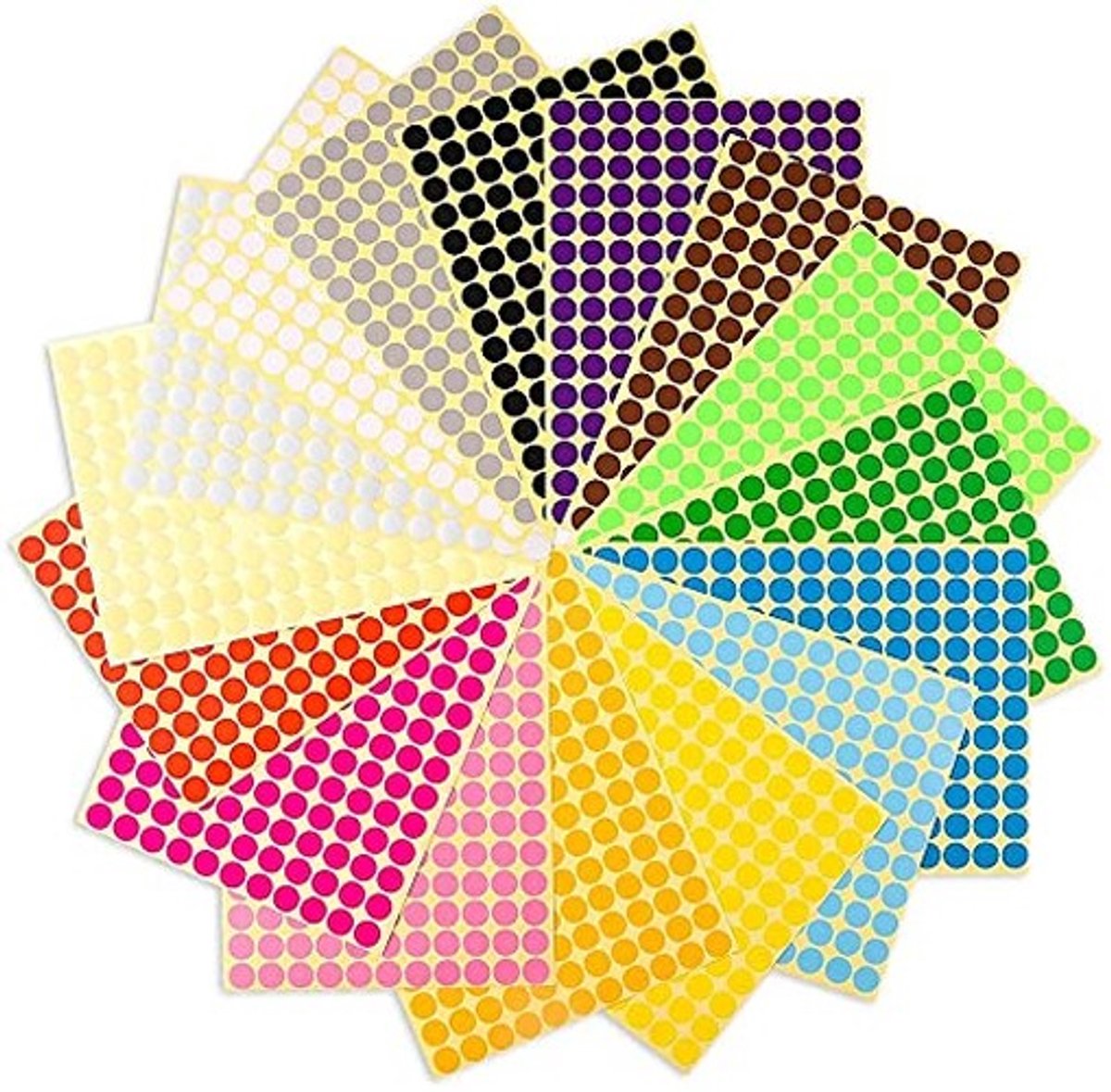 Dailygoods- Stippenstickers 16 Vellen - Ronde Etiketten - Kleurcodering - Markeringspunten - Kunsthandwerk - Papier 6 mm