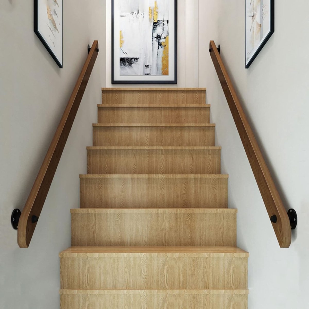 Massief Houten Leuning - Trapleuning Kit - Veiligheid Binnen - Milieuvriendelijke Lak - 400cm Lengte - Houtkleurig