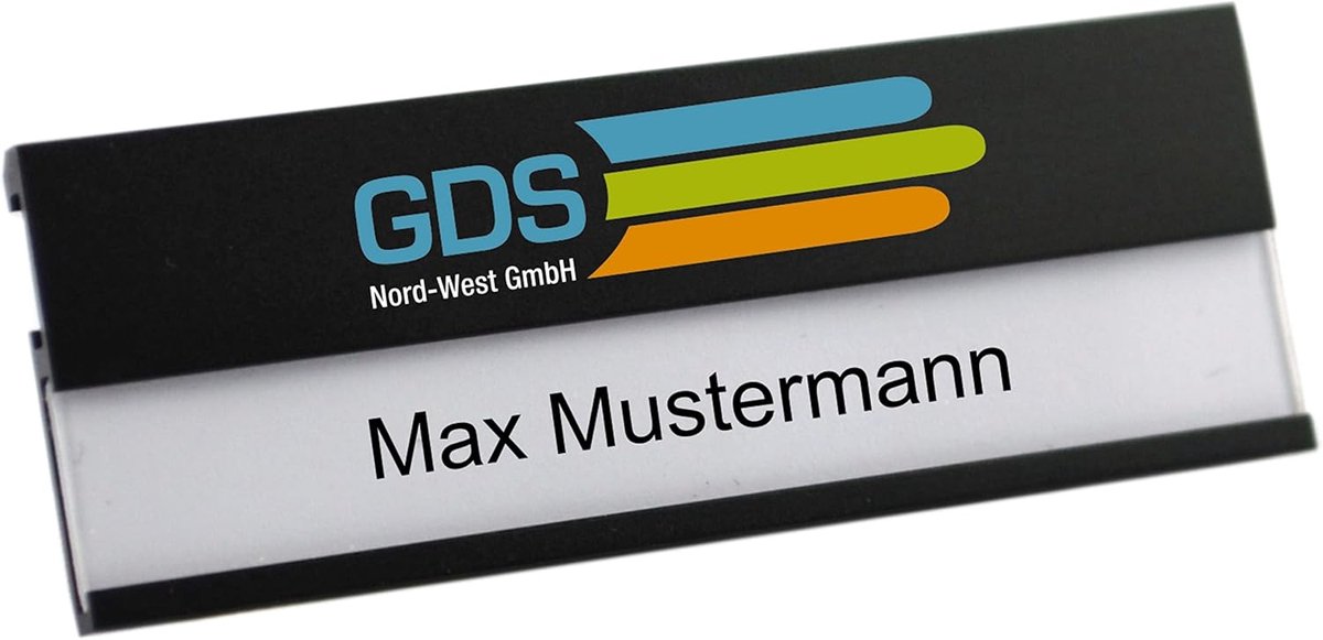 Naambordjes Aluminium - Naamplaatjes Bedrukken - Persoonlijke Identificatie - Met Logo Bedrukking - 70x25 mm - Zwart
