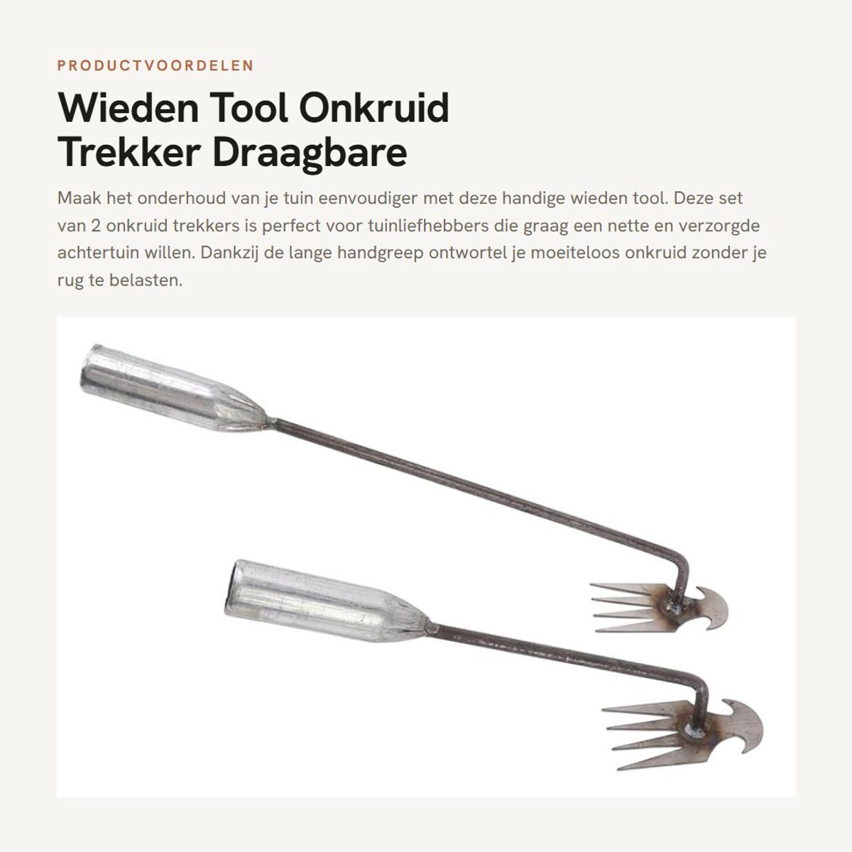 Dailygoods- Wieden Tool - Onkruidborstel - Onkruidtrekker - Draagbare Handschoffel - 4 Tanden - Lange Handgreep - Onkruidverwijderaar