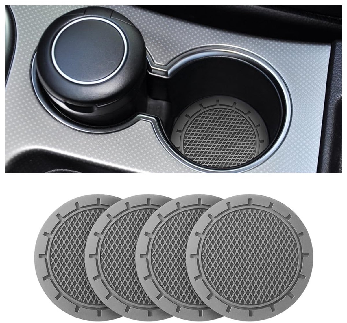 Dailygoods- Autobekerhouder 4 Stuks - 7 cm Diameter - Antislip - Duurzaam - Geschikt voor Meeste Auto's - Milieuvriendelijke Siliconen - Bekerhouder