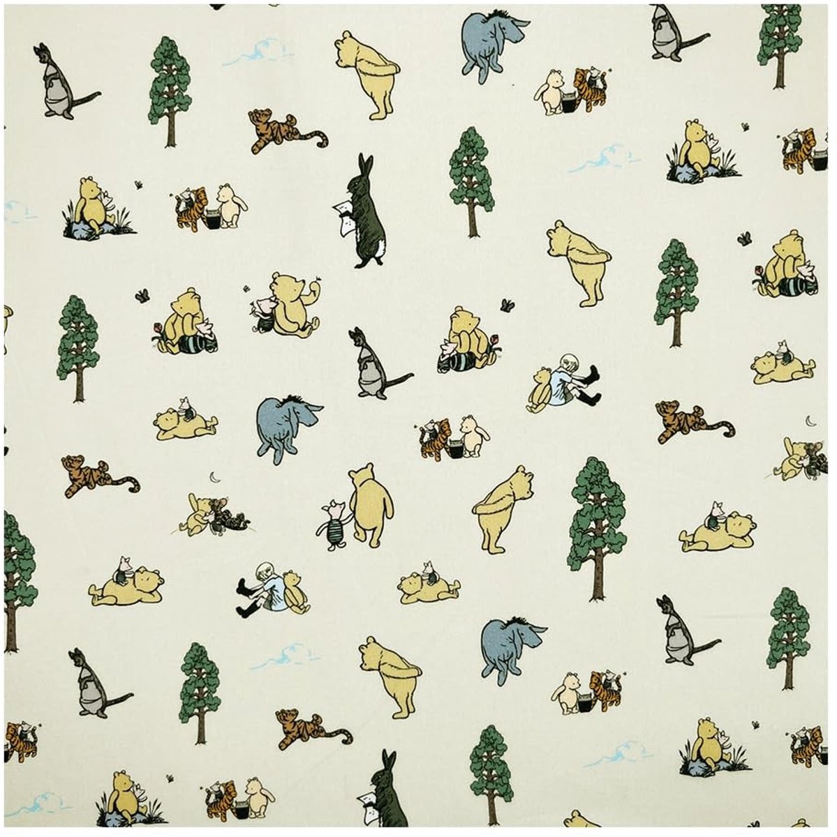 Dailygoods- Borduurstof Winnie & Friends Design - Katoenen Stof - Patchwork - Textielambachten - Eén Vel 1 x 1,12 m - Voor Stikwerk