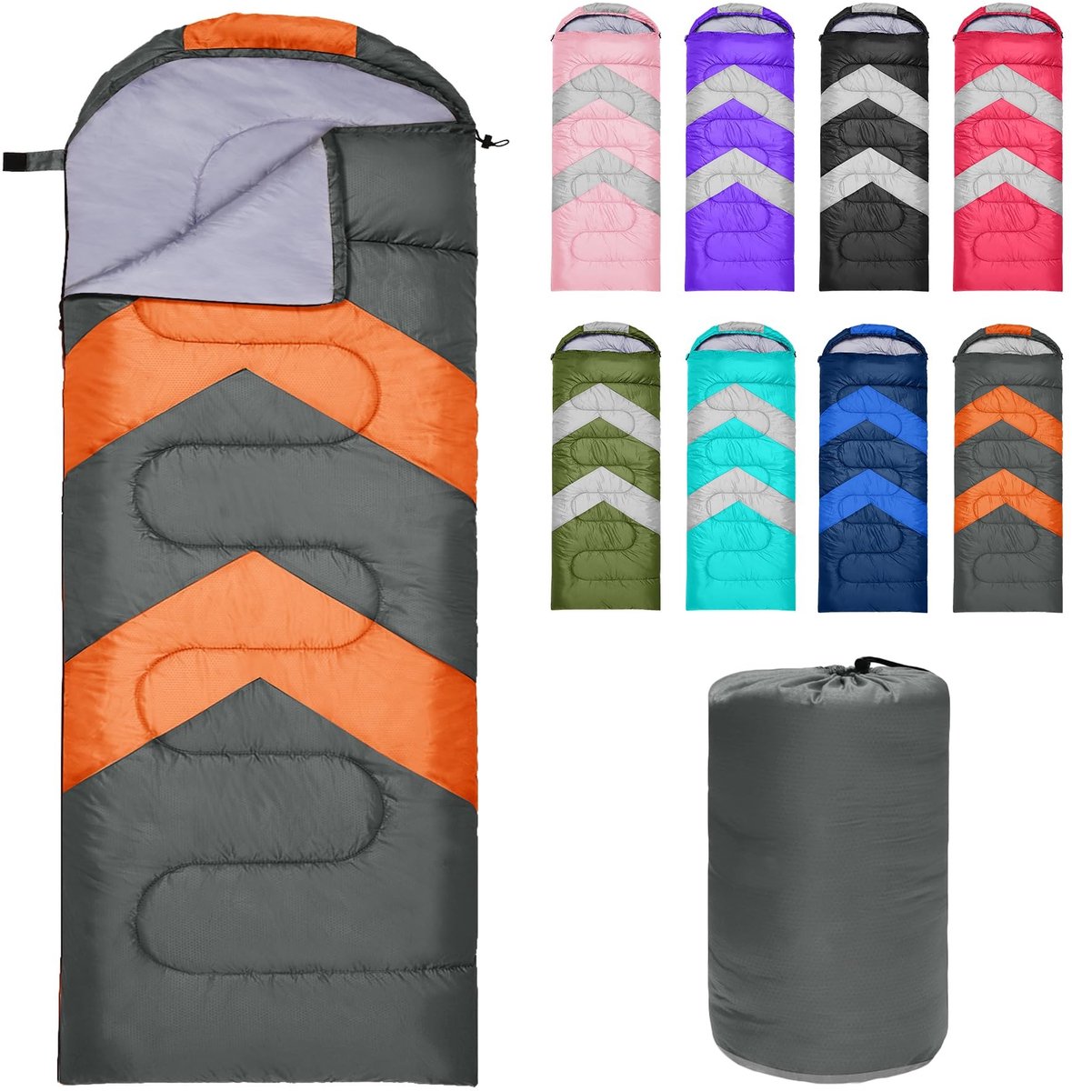 Dailygoods- Slaapzak 3-4 seizoenen - Waterdicht - Lichtgewicht - Huidvriendelijk - 100% Polyester - Capuchon met trekkoord - Kampeerslaapzak