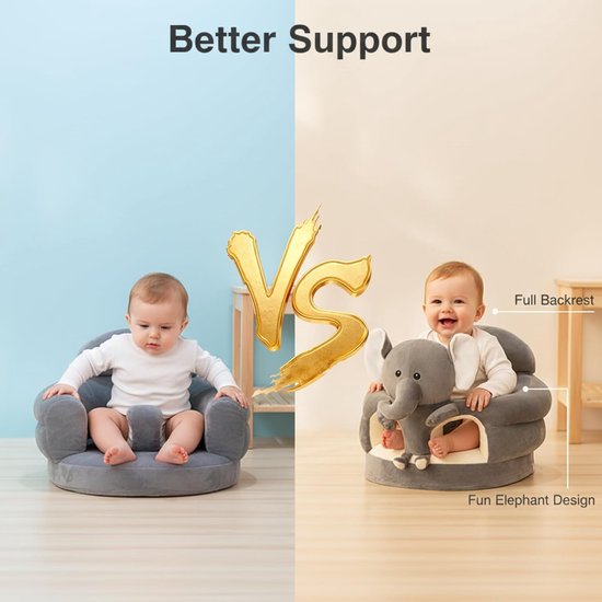 Babystoel Zonder Voetsteun - Kinderzitje Pluche - Ondersteunen Zelfstandig Zitten - Hoge Rugleuning Stabiele Basis — afbeelding 5