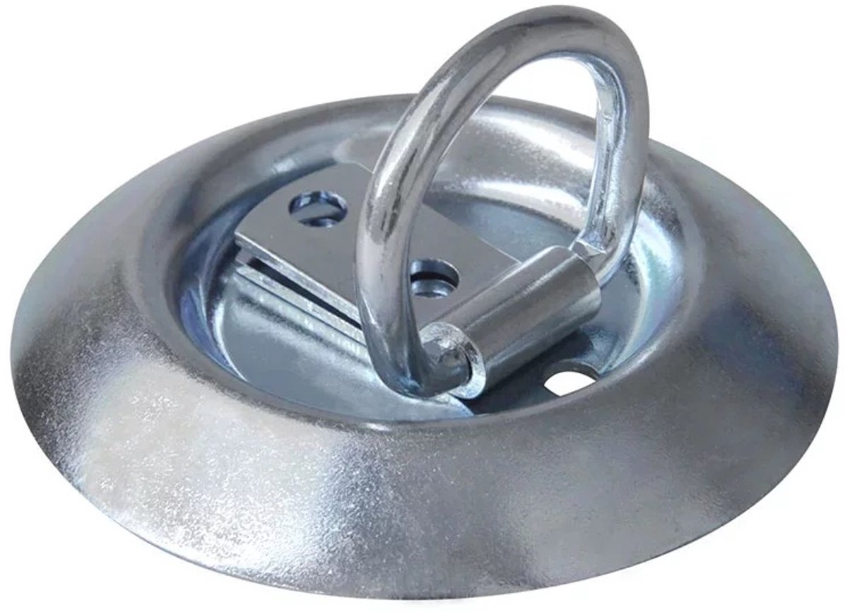 96 mm ronde vloerring met bevestigingsring 34 mm x 48 mm - opbouw vloeranker - vloeroog - bindoog - aanhangeroog- sjoroog
