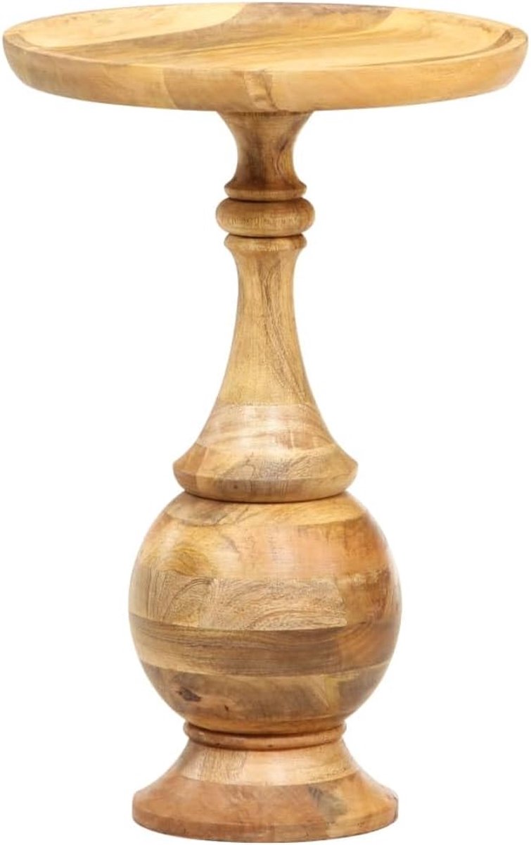 Ronde bijzettafel - Houten salontafel - Woonkamer decoratie - Massief mangohout - 43 x 66 cm - Houtkleur