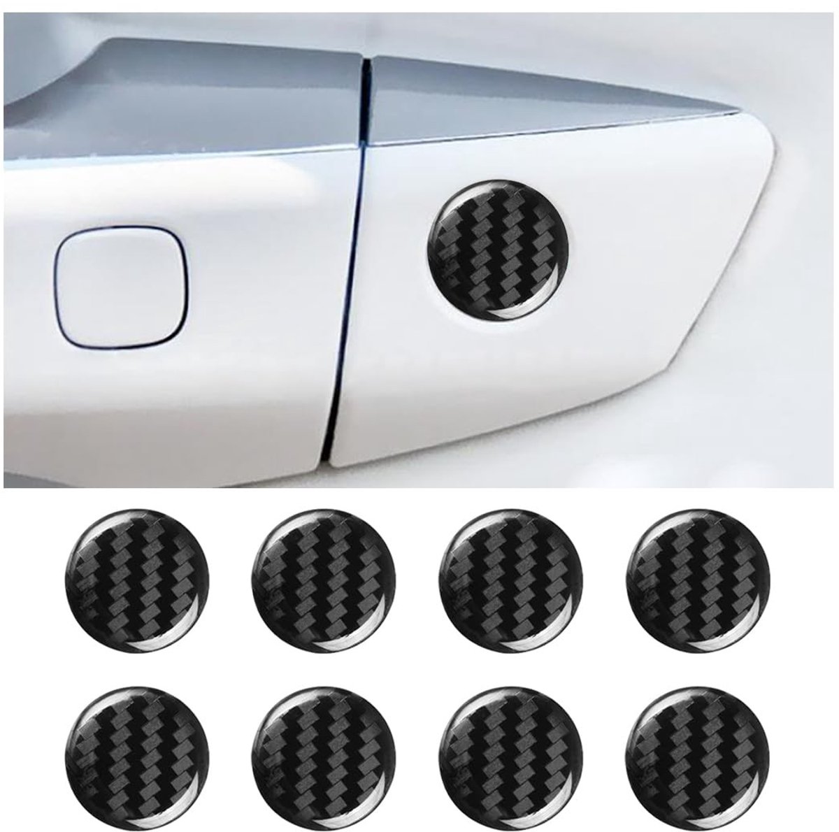 Dailygoods- Sleutelgatstickers 20 mm - 8 Stuks - Epoxy - Stofdichte Bescherming - Koolstofvezel - Duurzaam - Autosleutelgatbescherming