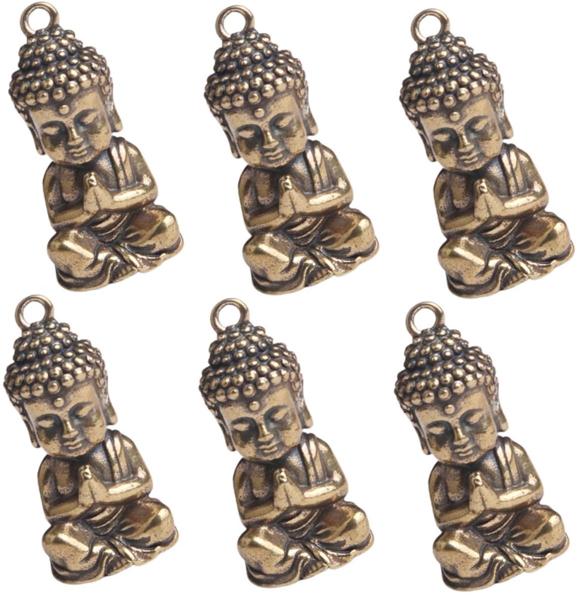 Dailygoods- Boeddha Beeldje Antiek - Mini-Figuur/Sleutelhanger - Decoratie/Ornament - Duurzaam/Messing - Tempeldecoratie - Perfect voor Boeddhisten - 1x1.45x3.1cm