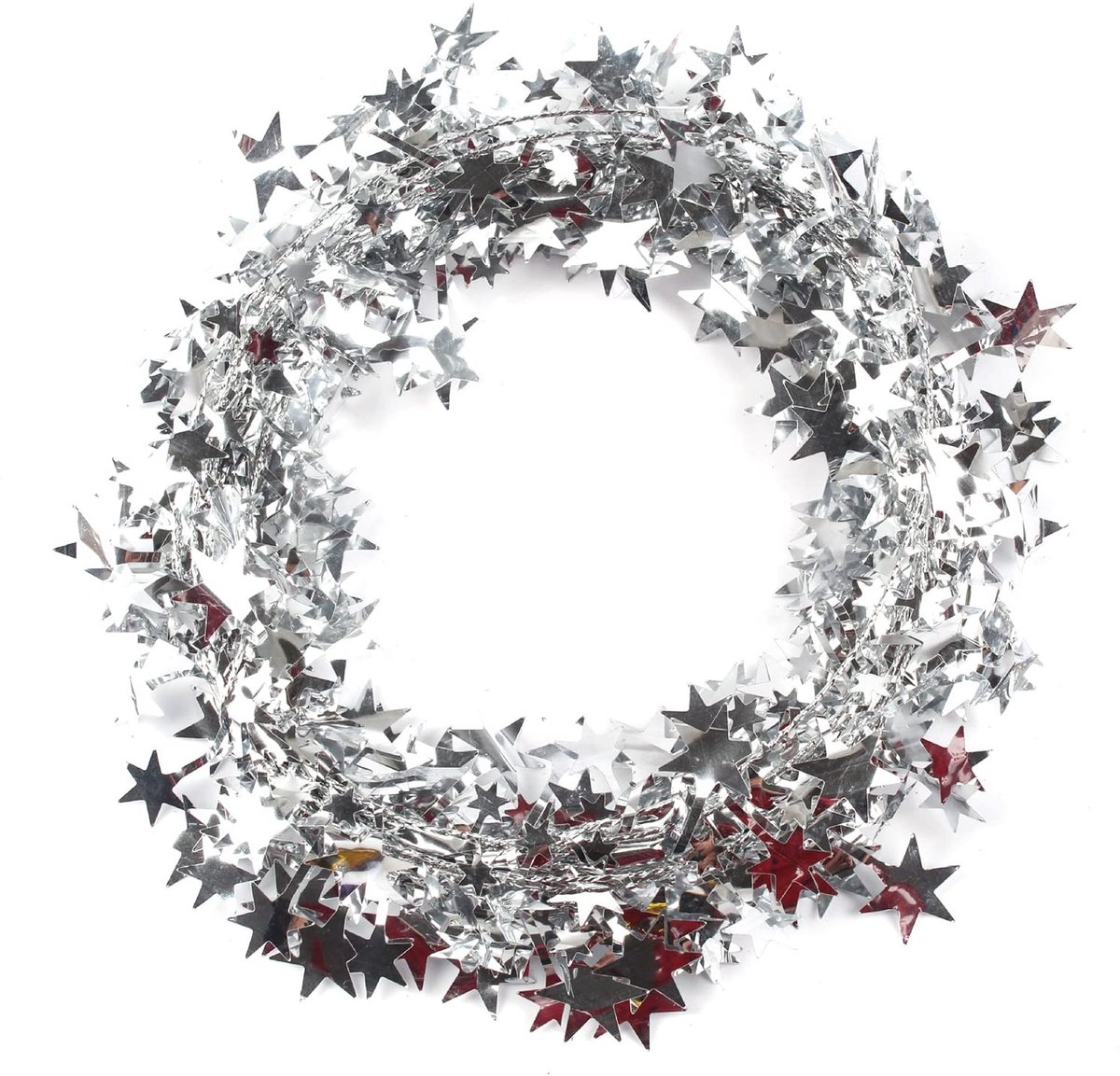Dailygoods- Lamettaslinger 22,5 m - Kerstdecoratie - Tafeldecoratie - Hangdecoratie - Zilver - Duurzaam PET-materiaal