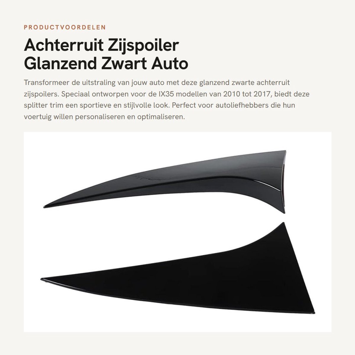 Dailygoods- Achterruit Zijspoiler Glanzend Zwart - 2 Stuks - Auto Accessoires - Aerodynamische Prestaties - Vervanging voor IX35 2010-2017 - Spoilers - Spoiler
