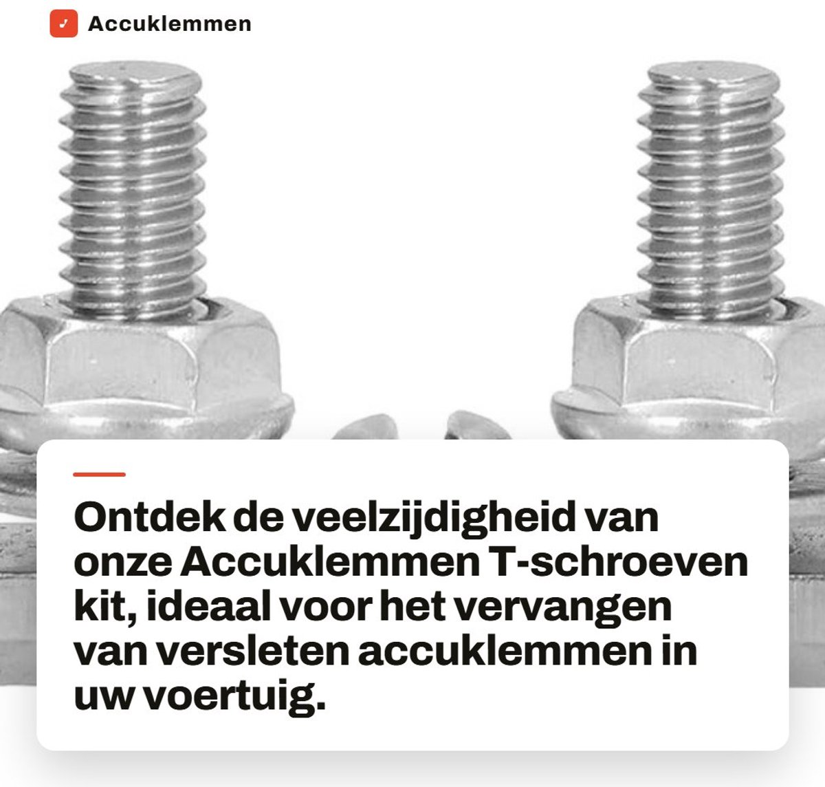 Dailygoods- Accuklemmen T-bouten set - Vervanging voor autoaccuklemmen - Roestvrij staal - 2 stuks - OEM 19116852/6X0915138/64740 - Accukabels