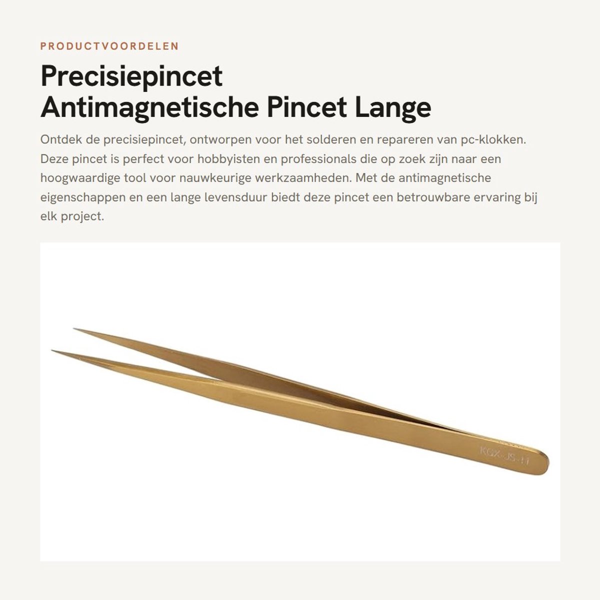 SPHProducts - Precisiepincet - Antimagnetische Pincet - Lange Levensduur - Gouden - Corrosieweerstand - Geschikt voor Pc-klokken - Goud