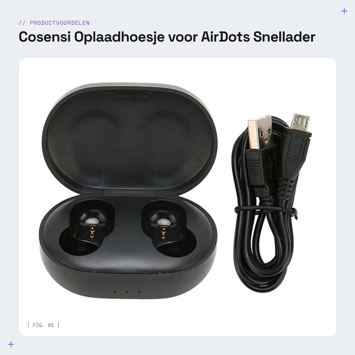 Dailygoods - Oplaadhoesje voor AirDots - Snellader voor oordopjes - Compact reizen - Type C aansluiting - Vervangend hoesje voor AirDots - 300 mAh bat...