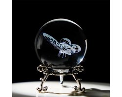 HDCRYSTALGIFTS 3D Laser Vlinder Kristallen Bal Presse-papier Glazen Bol Beeldjes Decoratieve Ballen Cadeau (60mm)