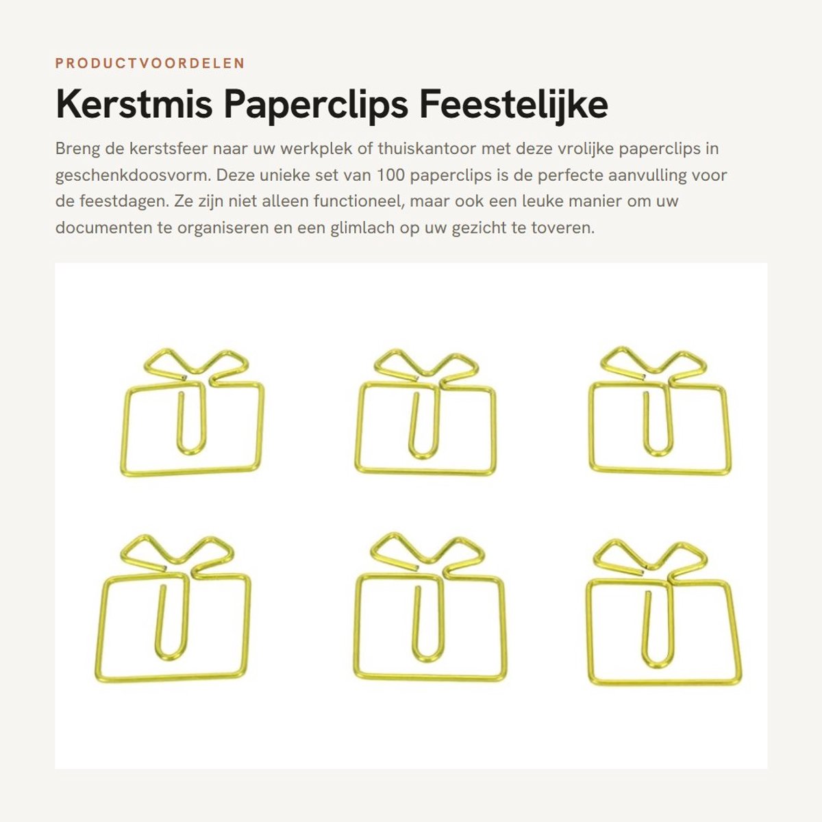 Dailygoods- Paperclips 100 Stuks - Kerstthema - Geschenkdoosvorm - Roestbestendig - Verhoogde Stroefheid - Kleurvast - Kantoorclips