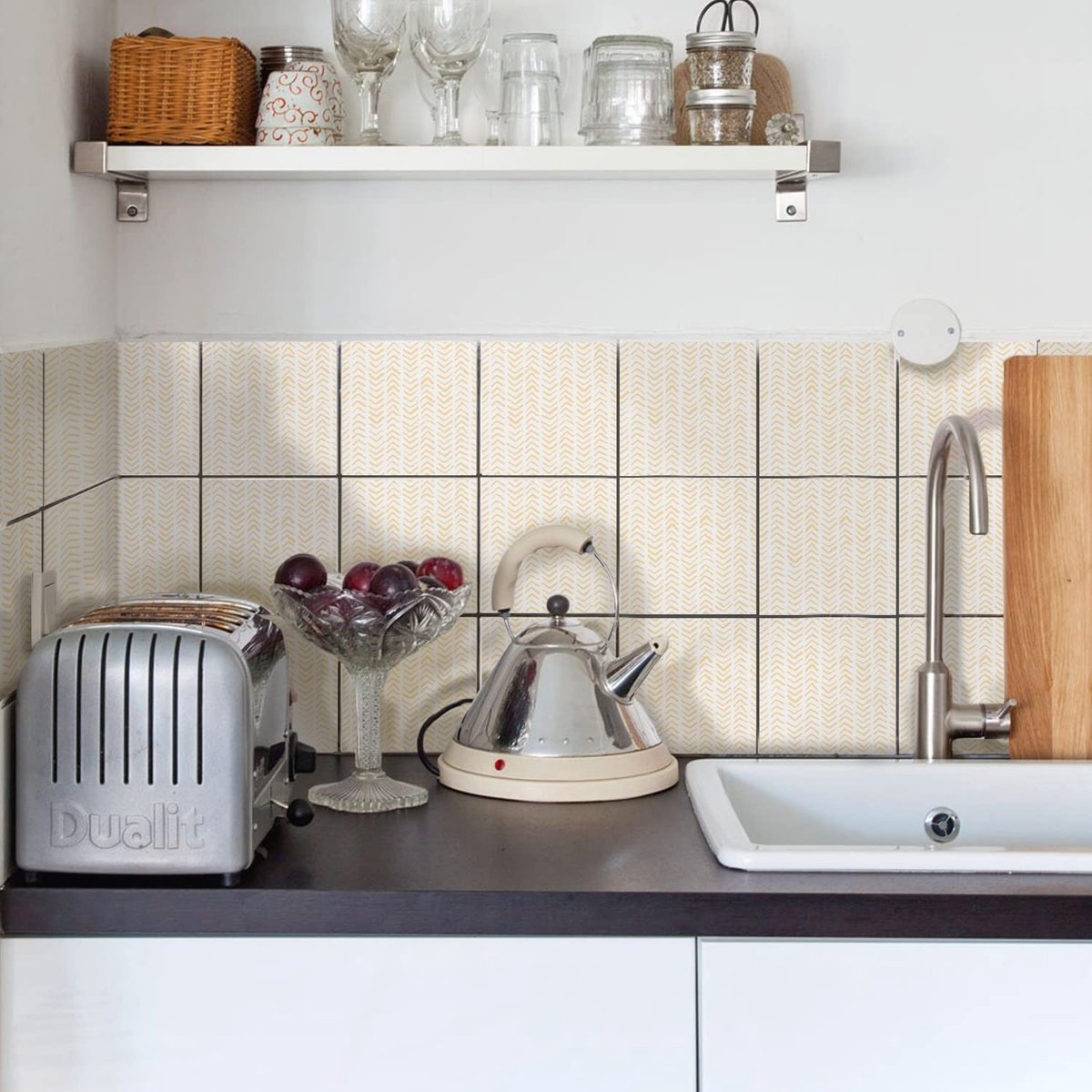 Dailygoods- Vinyl Tegelstickers Waterdicht - Zelfklevende Backsplash - Set van 25 - 15 x 15 cm - Boho-Stijl - Makkelijk aan te brengen - Wandtegelstickers