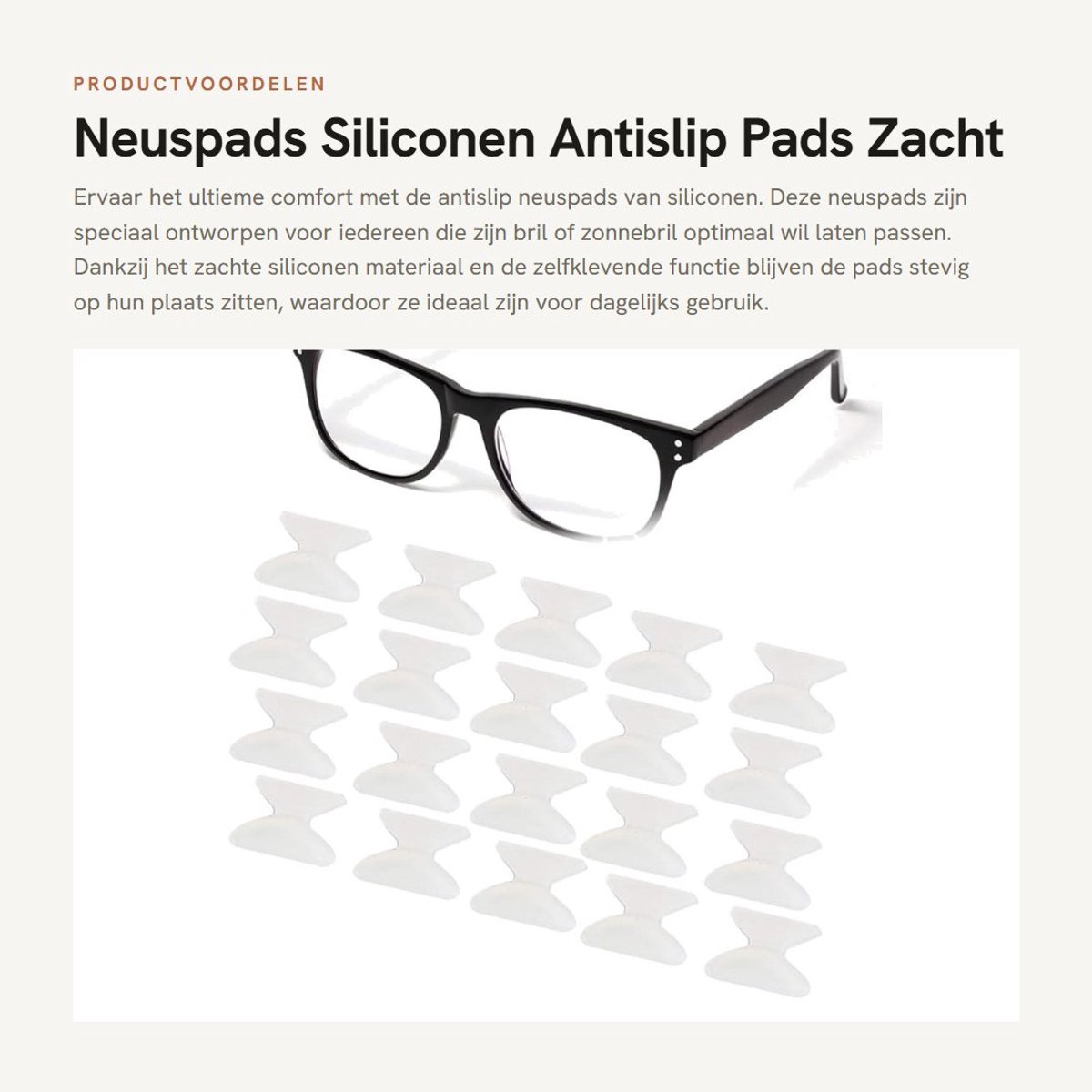 Dailygoods- Neuspads Siliconen 1,8 mm - Zelfklevend - Antislip - Bril Pads - Zachte Neuspads - Ergonomisch Ontwerp - Brilneuskussens