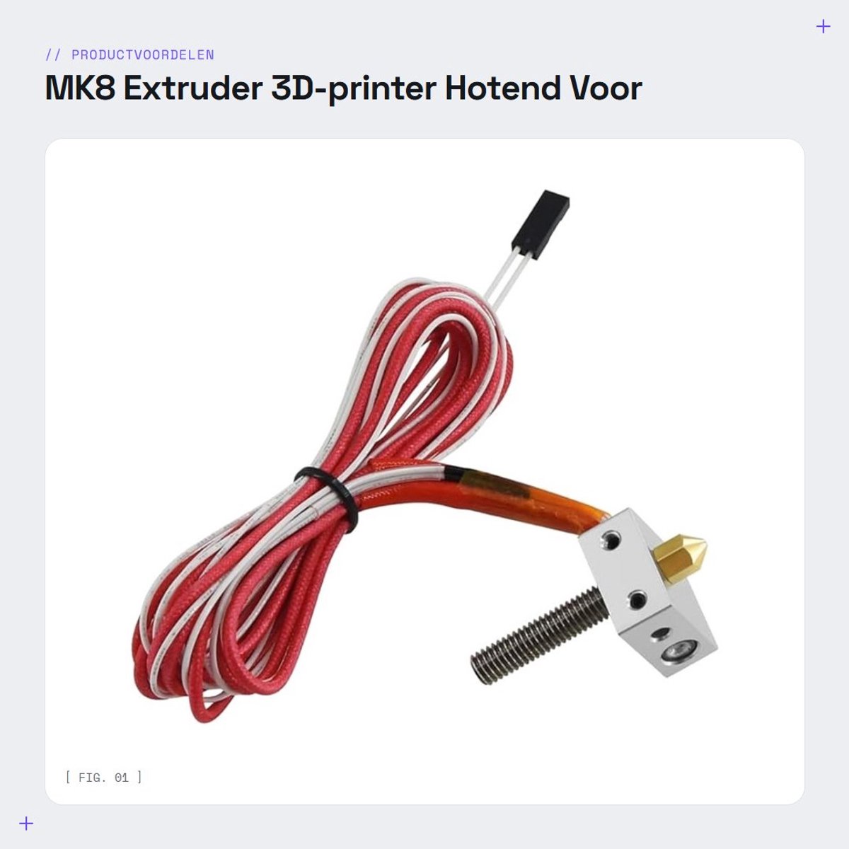 Dailygoods- Hotend MK8 - 3D-printer Extruder - Aluminium/roestvrij staal - Verwarmingsblok - Thermistor - 30 mm Lange Buis