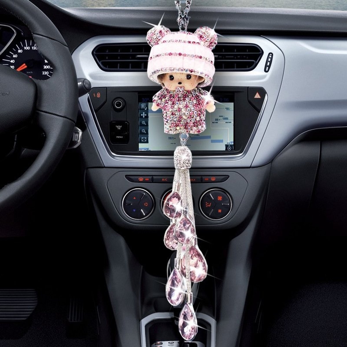Dailygoods- Achteruitkijkspiegel Ornament - Kristalhelder Kunstkristal - Auto Decoratie - Hangende Decoratie - Interieur Decoratie - Cadeau voor Vrouwen/Mannen - Autodecoratie