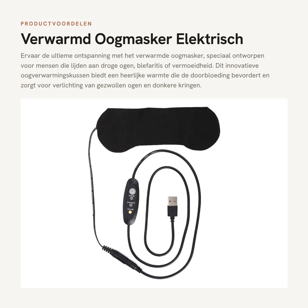 Dailygoods - Verwarmd Oogmasker - Elektrisch Oogverwarmingskussen - Warm Kompres - Voor Droge Ogen - Geschikt voor Slapen - Ideaal voor Blefaritis en...
