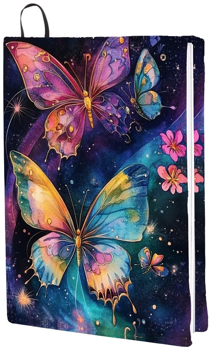 Dailygoods- Boekhoes Rekbaar - Wasbare Beschermhoes - Meerkleurig - Elastisch Weefsel - 40 x 25 cm - Kleurrijk Vlinderpatroon - Boekomslag