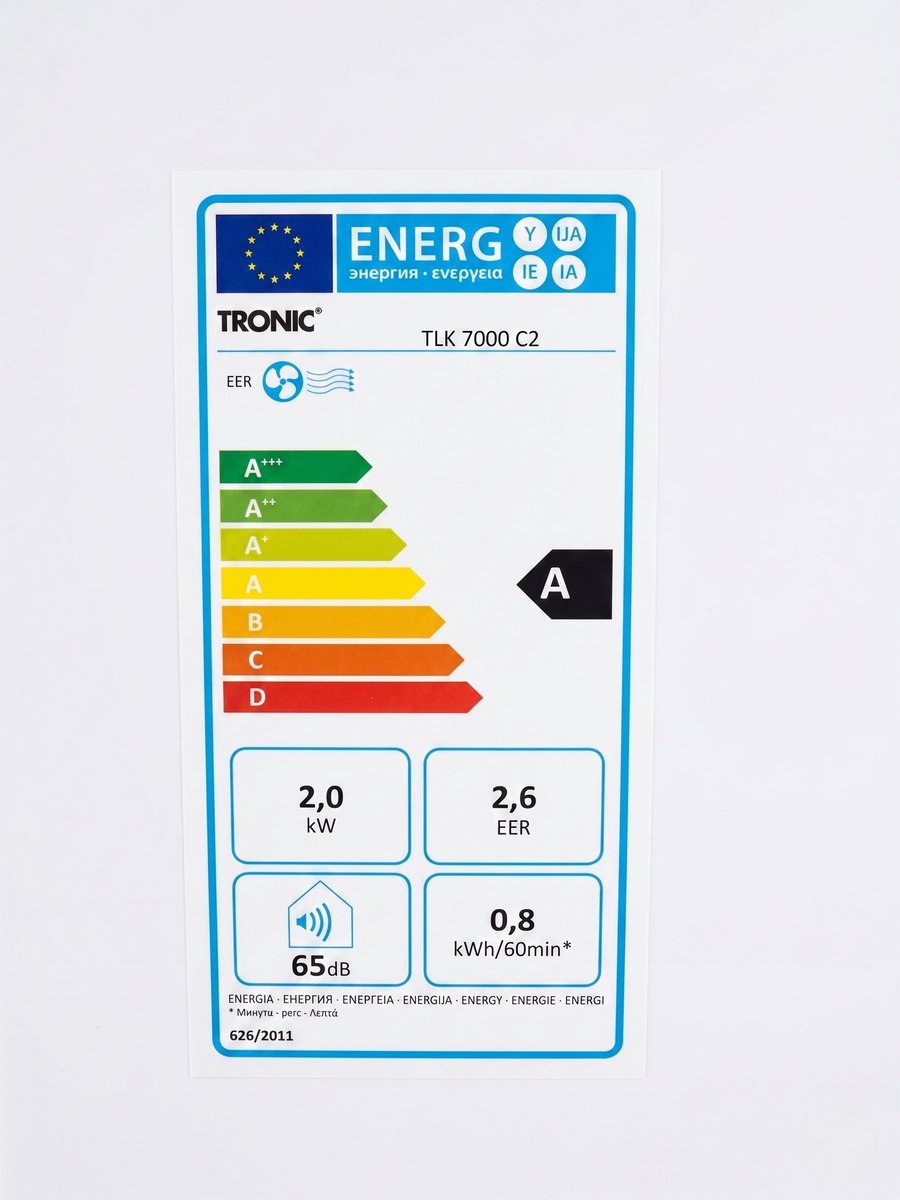 TRONIC® Mobiele airco 7000 BTU - Mobiele airconditioner - Lokale Airco - 3 in 1: koelen, ontvochtigen of ventileren - Temperatuur: 16 tot 31 °C - Geschikt voor ruimtes tot 45 m³ - Bedieningspaneel met soft touch – foto 2