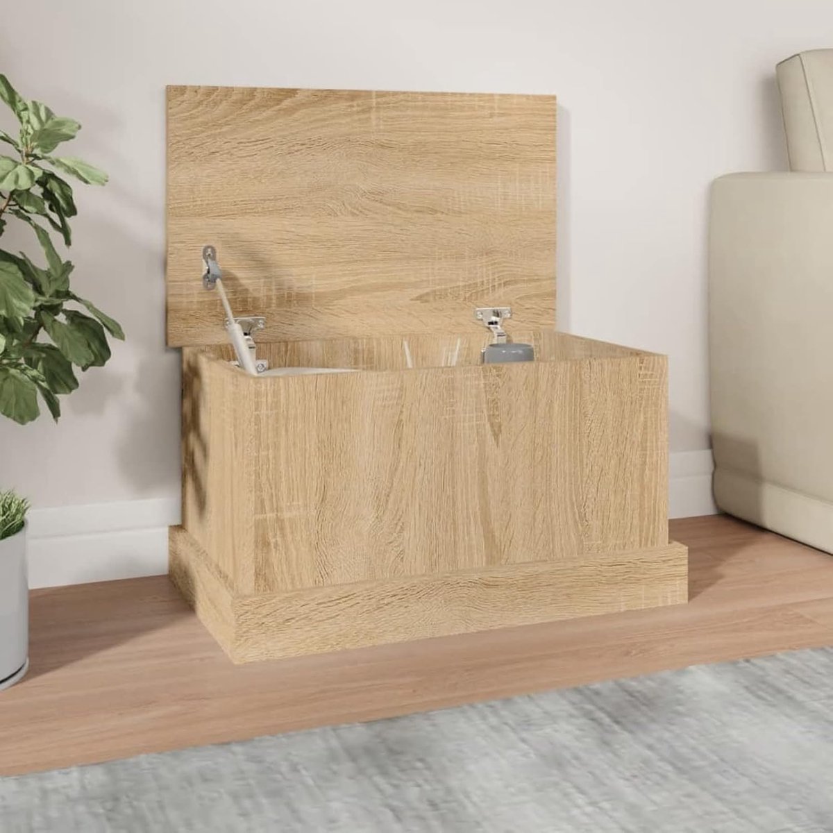 Opbergdoos Hout - Tuinkast Buiten - Buiten Spullen Opslaan - Eiken Sonoma Afwerking - 50 x 30 x 28 cm