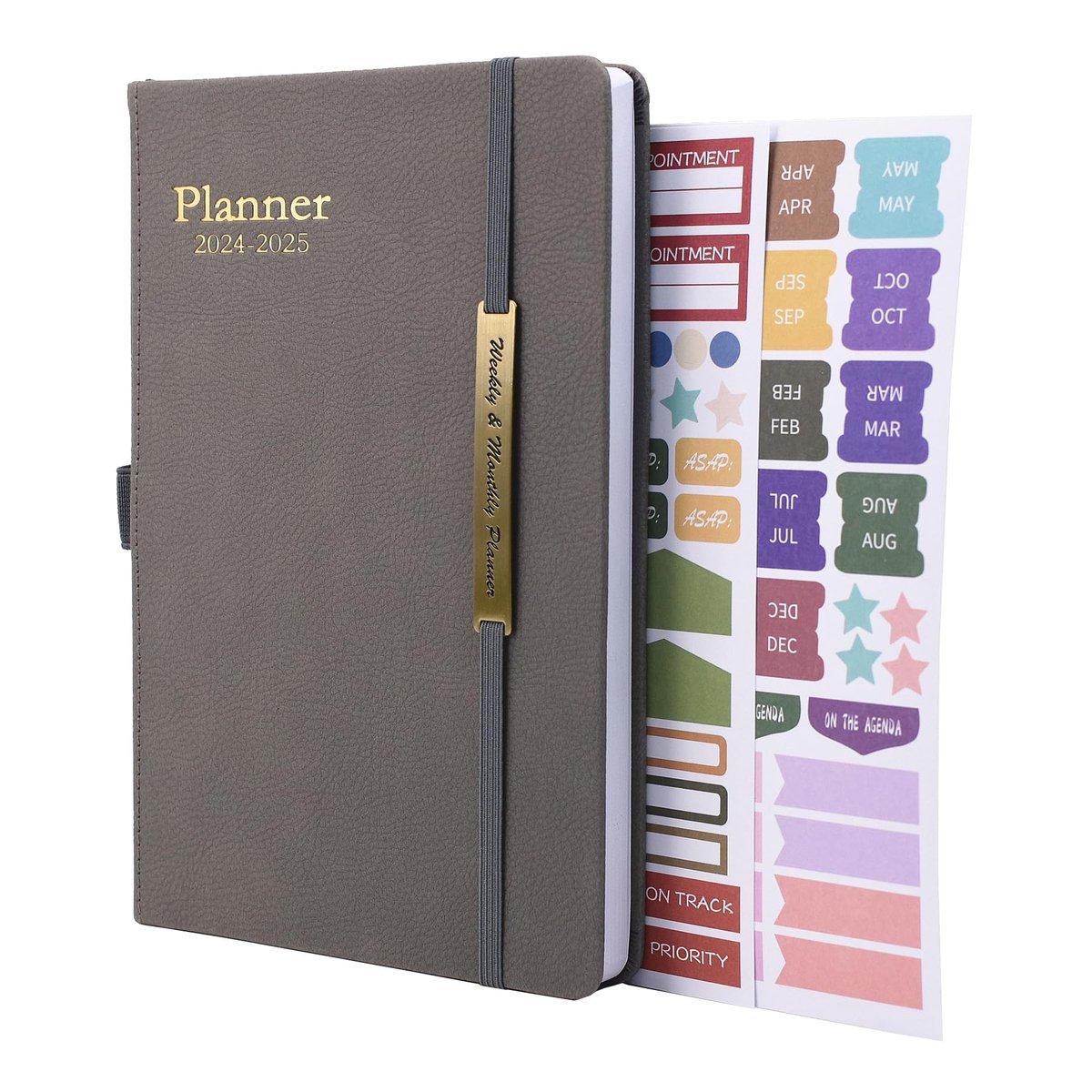 Dailygoods- Agenda 2024-2025 - A5 Weekplanner - 18 Maanden - Lederen Band - Binnenzak - Penlus - 21 x 14,5 cm - Planner