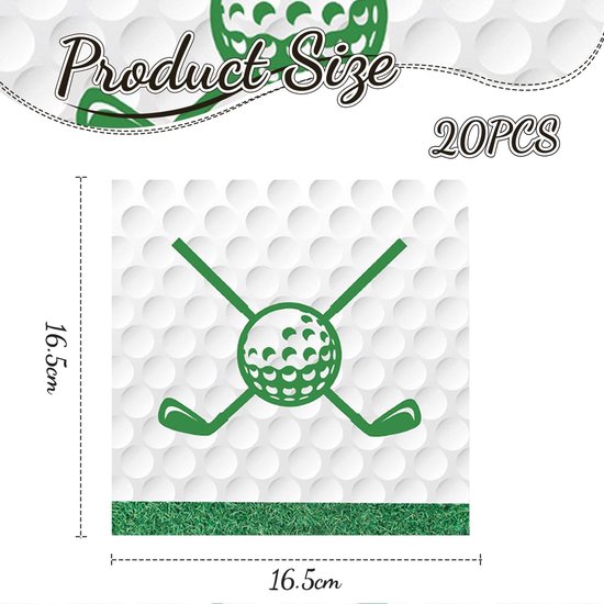Wegwerpservetten 20 Stuks - Golfbal Club Ontwerp - 2-laags - 33 cm - Tafeldecoratie - Geschikt voor Verjaardag en Golftoernooi - Feestservetten — afbeelding 3