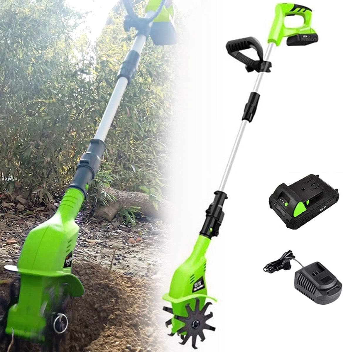 Elektrische Tuinfrees - Grondbewerker Cultivator - Bodem Losmaken - Draadloos Ontwerp - 25cm Diep 10cm Breed - Zwart